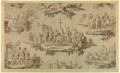 Drawing, Cartoon for Cotton Printing: The Life of Belisarius, ca. 1820 by Unknown artistUnknown artist