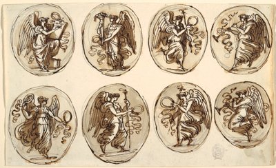Ceiling Design, History, Abundance in Six Ovals, Sala di Ercole ed Ebe, Palazzo Gessi, Faenza, 1813 by Unknown artistUnknown artist