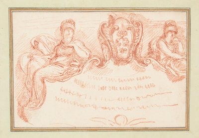 Ceiling Detail with Two Seated Figures and Escutcheon by Unknown artistUnknown artist