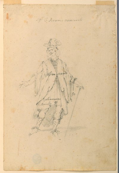 Costume Design: A Man in Fantastical Attire for a Ballet, ca. 1720 by Unknown artistUnknown artist