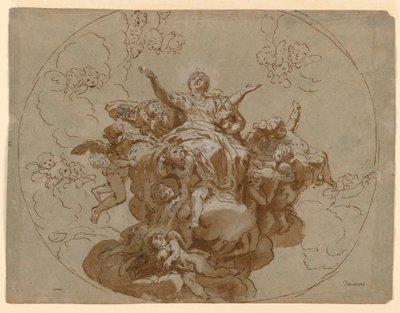 Design for a Ceiling with the Ascension of the Virgin, 1700–1730 by Unknown artistUnknown artist