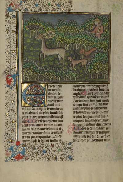A Hunter and Dogs Pursuing a Fallow Deer by Unknown artist
