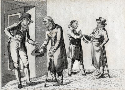 Amone. Beggars tending hats to accommodate coins by Unknown artist