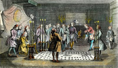 Assembly of Freemasons for the reception of masters Engraving around 1750 Private Collection by Unknown artist