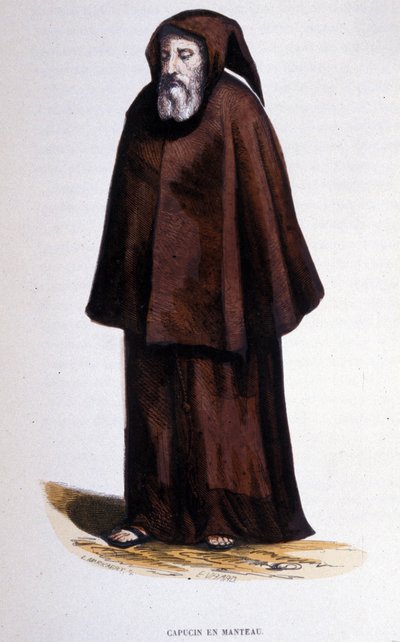 Capuchin in coat (engraving from an album on religious orders) by Unknown artist
