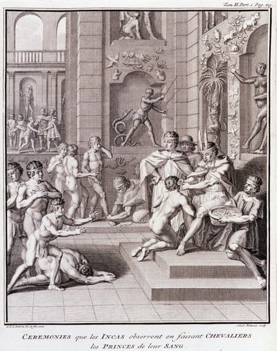 Ceremonies that the Incas observe by making knights the Princes of Their Blood - in Historical Journey of South America done by Order of the King of Spain by Don Georges Juan & Don Antoine de Ulloa, T.II, ed. Jombert, Librairie du Roi, Paris by Unknown artist
