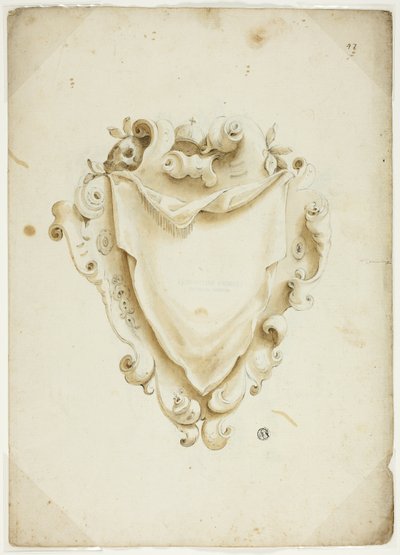 Design for Escutcheon, with Orb by Unknown artist