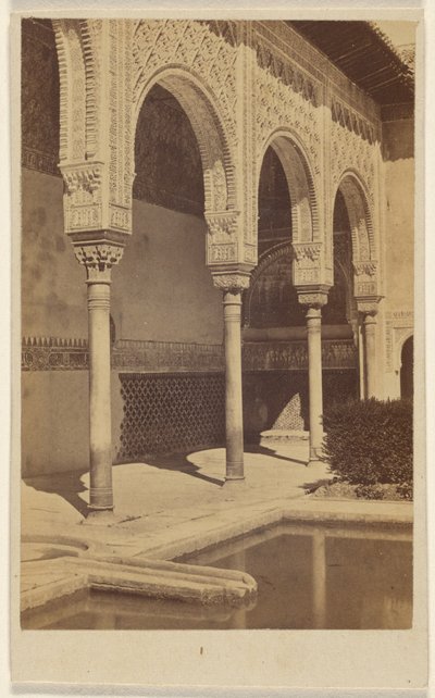 Detail of Columns, with Part of the Reflecting Pool Visible, the Alhambra by Unknown artist