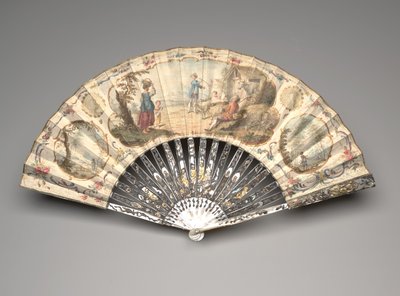 Folding fan with a pastoral scene, c.1770s by Unknown artist