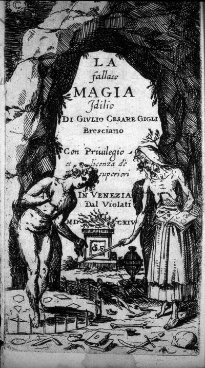 Frontispiece of a book depicting witches performing magical rites by Unknown artist