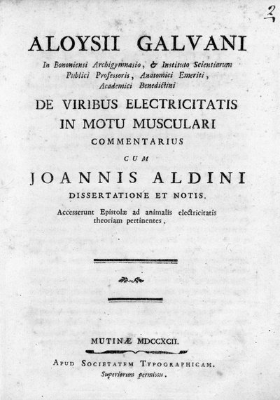 Frontispiece of "De Viribus Electricitatis in Motu Musculari Commentarius" by Luigi Galvani by Unknown artist