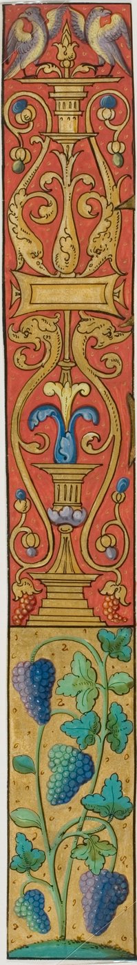 Illuminated Border with Grapes, Birds and Grotesques from a Manuscript by Unknown artist