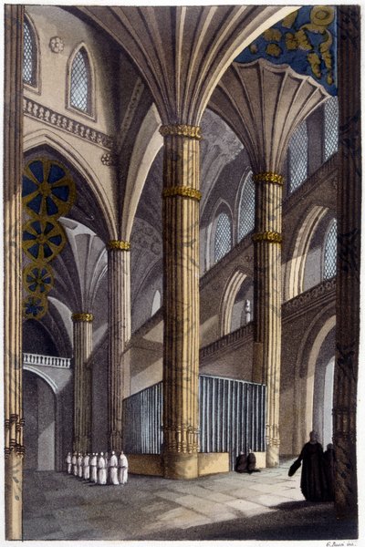 Interior of Salamanca Cathedral. 19th Century Lithography by Unknown artist