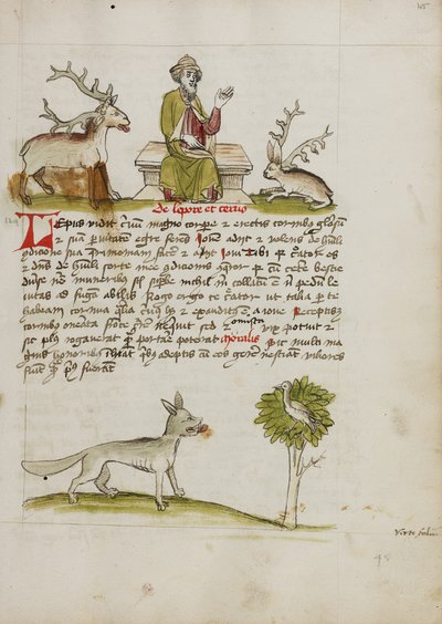 Jupiter as an Elderly Bearded Man Enthroned between a Stag and a Hare; A Wolf under a Tree by Unknown artist