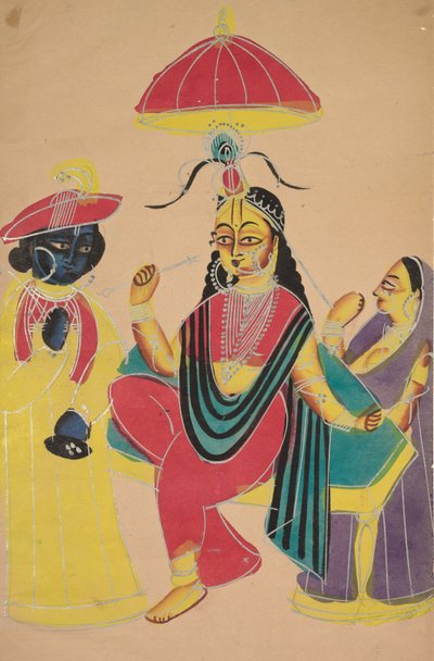 Krishna Standing by Radha who is Seated on a Chair by Unknown artist