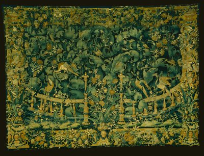 Large Leaf Verdure with Balustrade and Birds by Unknown artist