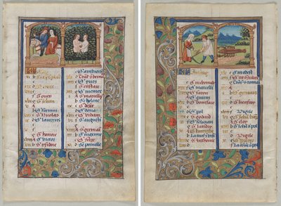 Leaf from a Book of Hours: Calendar Page for May (recto) and Calendar Page for June (verso) (2 of 3 Excised Leaves) by Unknown artist