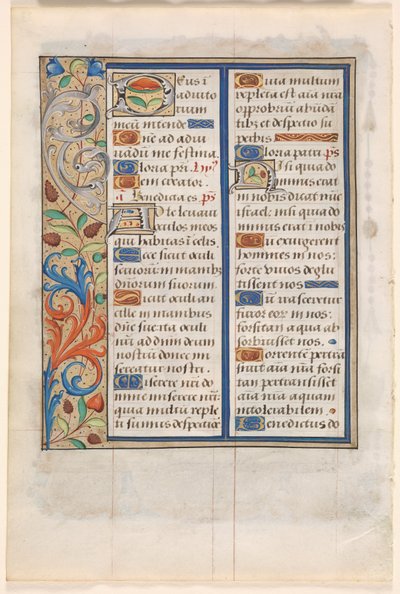 Leaf from a Book of Hours: Text with Illustrated Border (verso) by Unknown artist