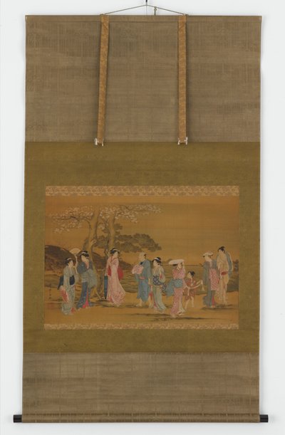 Nine People Out to See Cherry Blossoms by Unknown artist