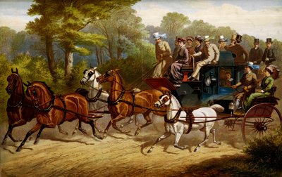 On the Way to the Derby: Fiacre and Omnibus Pulled by Horses by Unknown artist