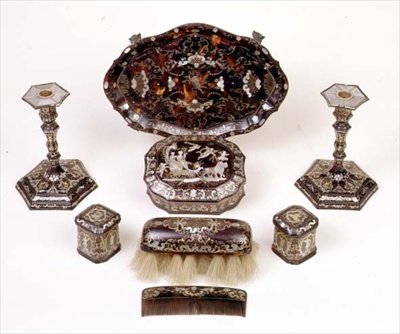 Piqué tortoiseshell dressing table set by Unknown artist