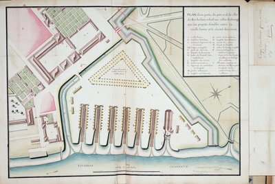 Plan of part of the port and town of Rochefort relating to the proposed stranding tracks between the old form and the food channel by Unknown artist