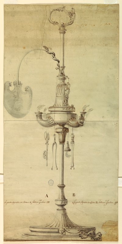 Project for an Oil Lamp with Alternative Suggestions by Unknown artist