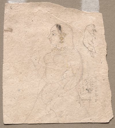 Sketch of a Woman with an Elephant and Other Animals on Reverse by Unknown artist