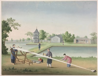Spinning Cloth, Preparing Tea Leaves, Preparing Silk by Unknown artist
