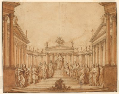 Stage Design, Apollo with Famous Men and Muses by Unknown artist
