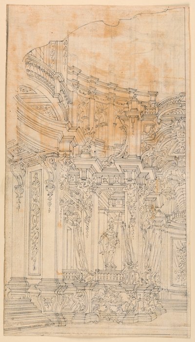 Stage Design: Palace Architecture with Trophies by Unknown artist