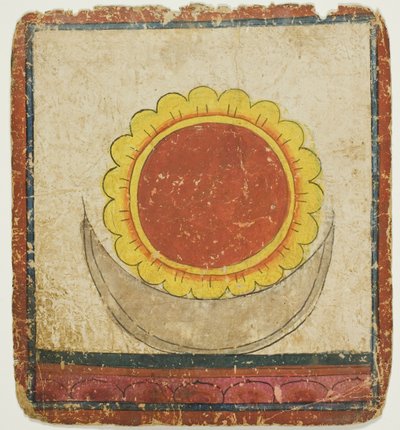 Sun, Moon and Lotus on Lotus Throne, from a Set of Initiation Cards by Unknown artist