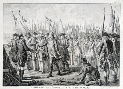Surrender of the British army of Lord Cornwallis (1738 - 1805) to America on 19 October 1781 by Unknown artist