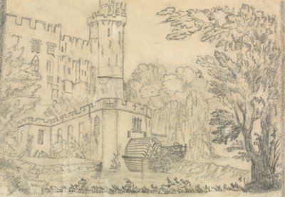The Back of a Large Castle with Waterwheel in the Foreground by Unknown artist