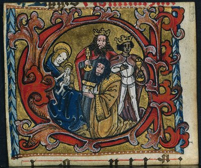 Three Cuttings from a Missal: Initial C with the Adoration of the Magi by Unknown artist
