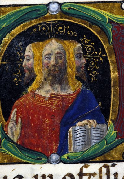 Trinity with three faces (3 heads). Codex Carmosano by Unknown artist
