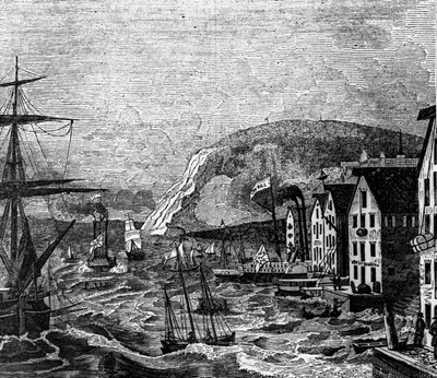 View of Cap Diamant where is located a part of Quebec, Quebec. (Canada), engraving of 1810. by Unknown artist