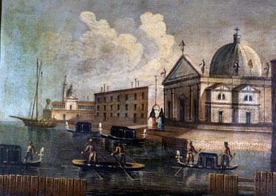 View of Venice Lagoon and Gondolas. Anonymous. 18th Century by Unknown artist