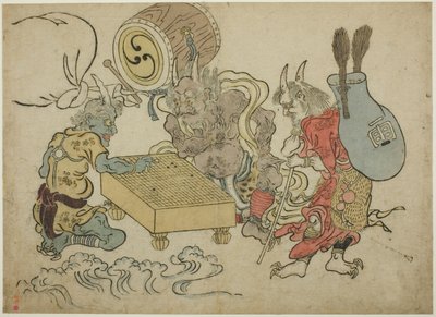 Wind and Thunder God Playing Go by Unknown artist