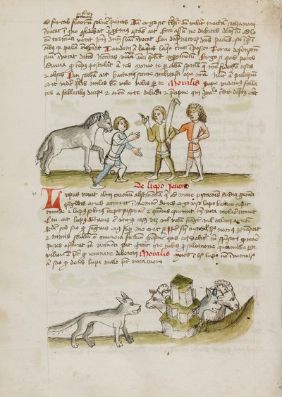 A Man Leading a Horse to Two Other Men; A Wolf before a Flock of Sheep and Rams by Unknown artist/maker