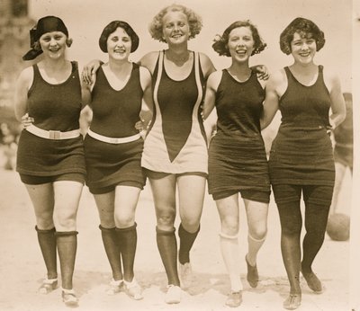 Beauties Arm in Arm on the Beach by Unknown photographer