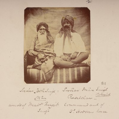 Headmen from Ranjit Singh’s Hometown: Jodh Singh Mann and Man Singh Vuraich, Gujranwala, c.1860 by Unknown photographer