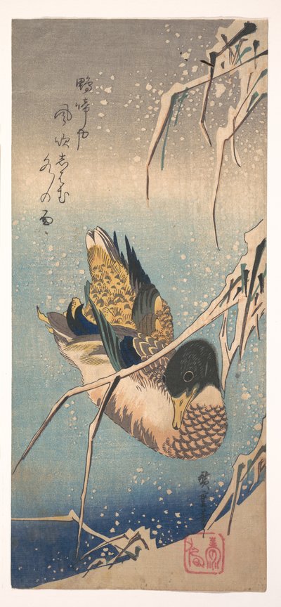 A Wild Duck near a Snow-laden Shore by Utagawa Hiroshige