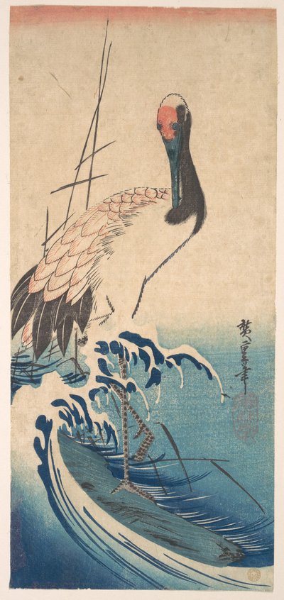 Crane and Surf by Utagawa Hiroshige