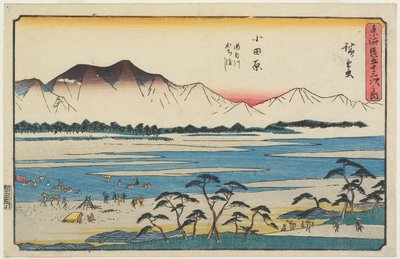 Crossing Sakawa River in Odawara by Utagawa Hiroshige