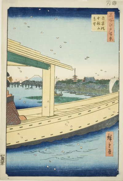 Distant View of Azuma Bridge and Kinryuzan Temple, from the series "One Hundred Famous Views of Edo" by Utagawa Hiroshige