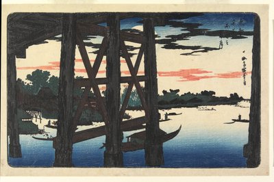 Evening Moon at Ryogoku Bridge by Utagawa Hiroshige
