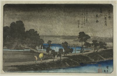 Evening Rain at Azuma Shrine, from the Series 