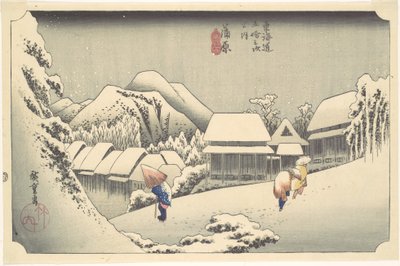 Evening Snow at Kanbara, from the Series "Fifty-three Stations of the Tōkaidō" by Utagawa Hiroshige