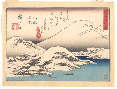Evening Snow at Mount Hira, from the series Eight Views of Ōmi by Utagawa Hiroshige